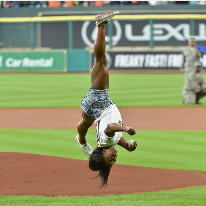 Throwing Out The First Pitch For The Houston Astro's