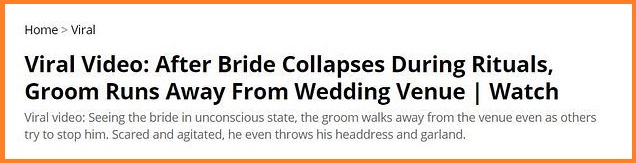 After Bride Collapses During Rituals Groom Runs Away From Wedding Venue 