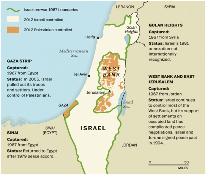 Israel-Pre-War-1967-Boundaries-Map