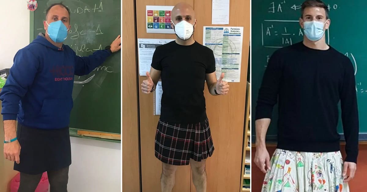 Male teachers wearing skirts spain