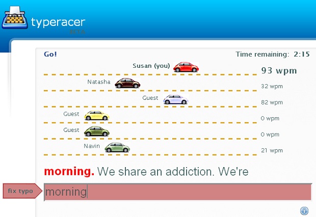 typeracer, pass the time game