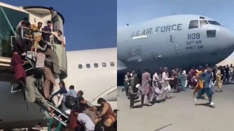 afghanistan flight people on wheel