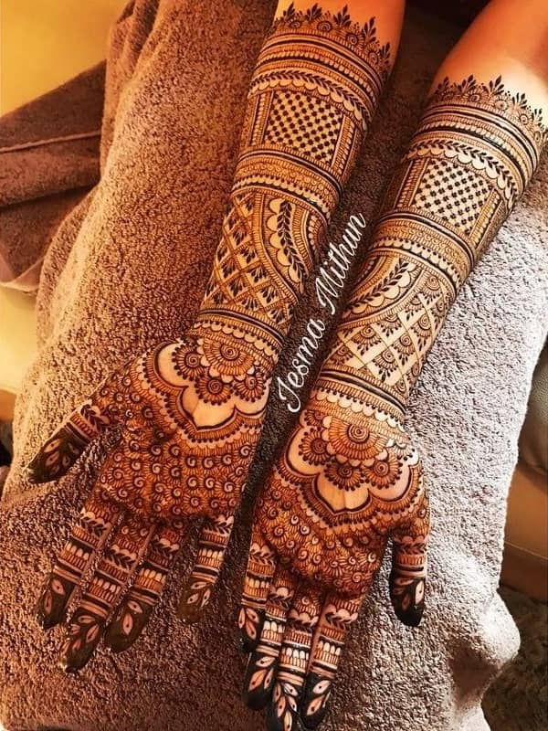 Rajasthani full hand mehndi design