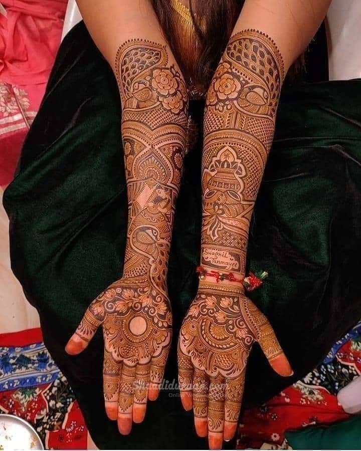 bridal mehndi designs for full hands front and back