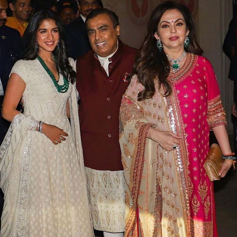 Radhika Merchant with Mukesh and Nita Ambani