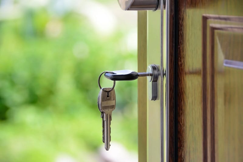 Home door with key