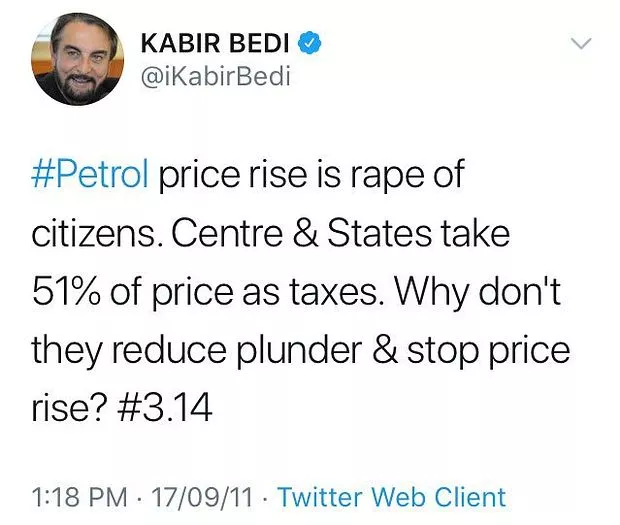 Kabir Bedi on Petrol Price