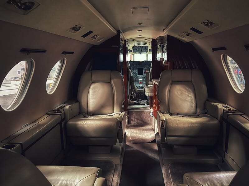 Inside private plane