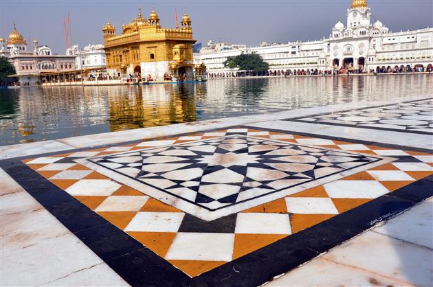 rebuilt golden temple with marble