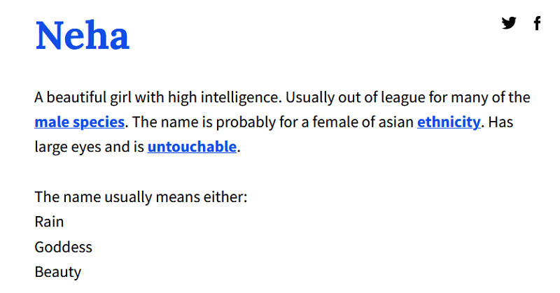 Meaning of my name according to Urban Dictionary. HA!