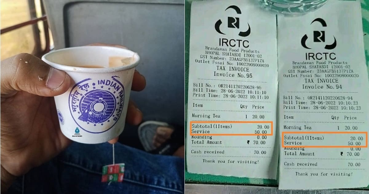 Indian Railways Rs 50 service Charge on tea