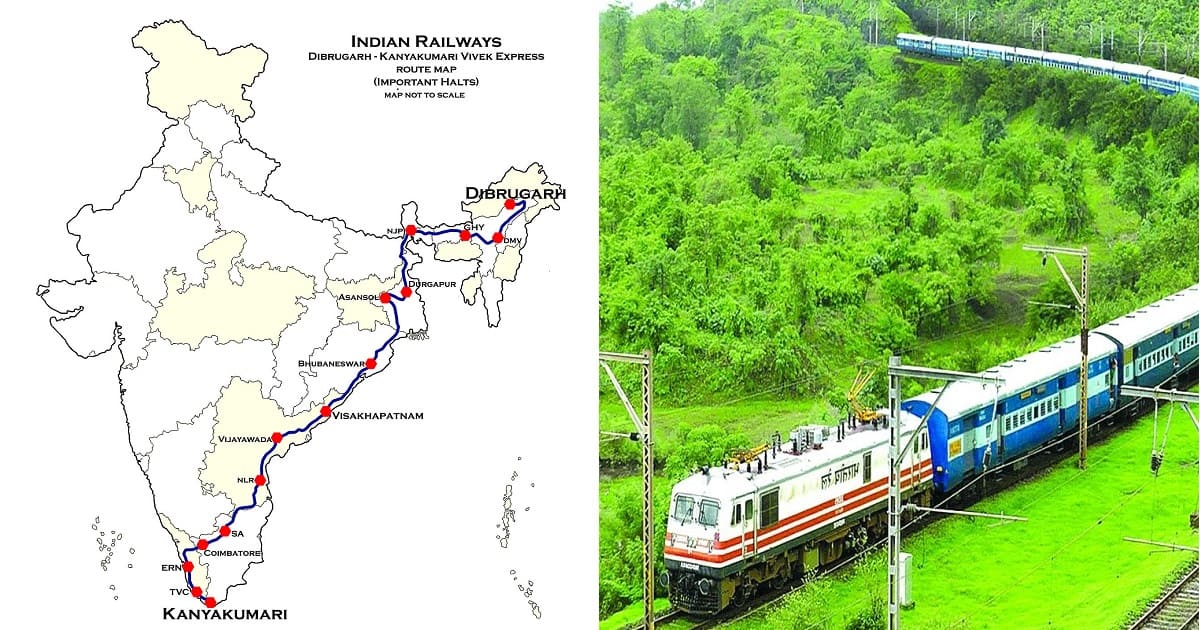 India's Longest Train Route