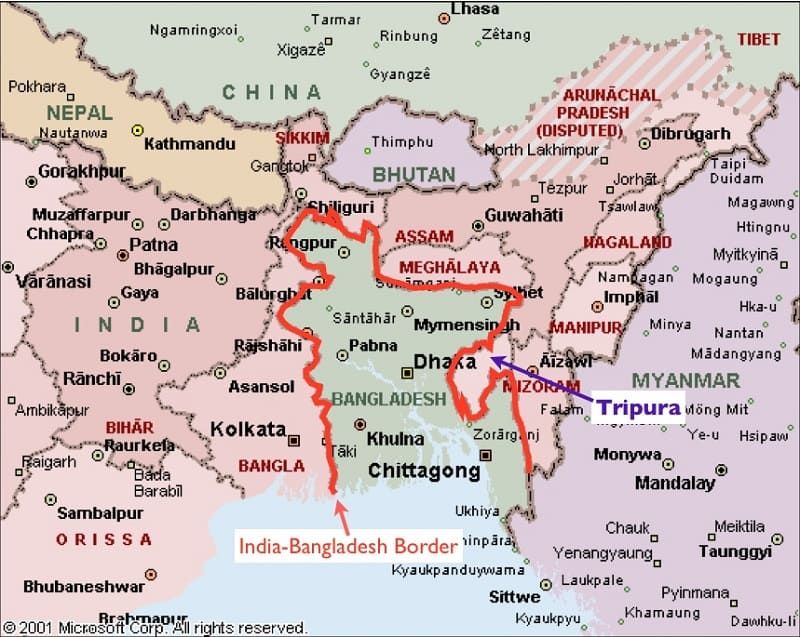 india bangladesh border map