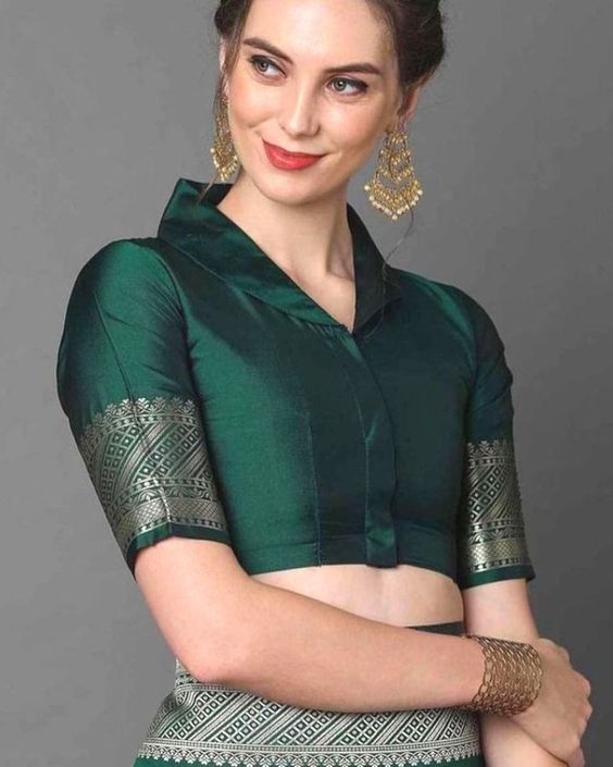 silk saree simple aari work blouse designs