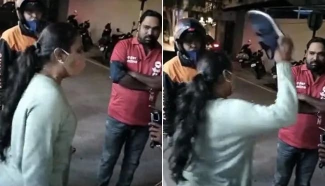 Video shows woman beating Zomato delivery agent