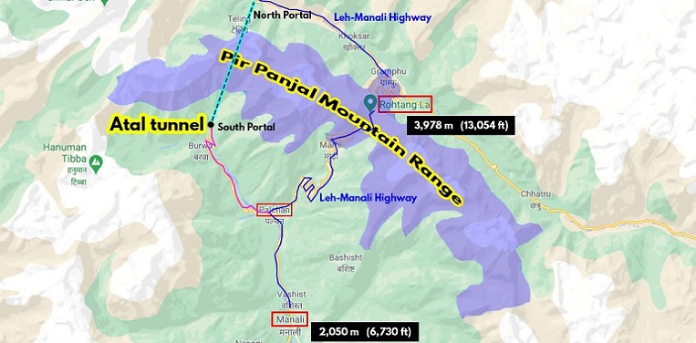 Atal tunnel map