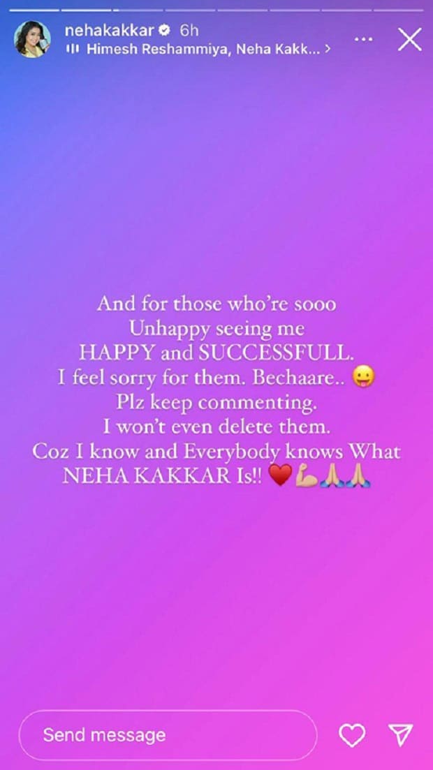 Neha Kakkar reply to Falguni Pathak