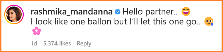 Rashmika Mandanna calls herself balloon