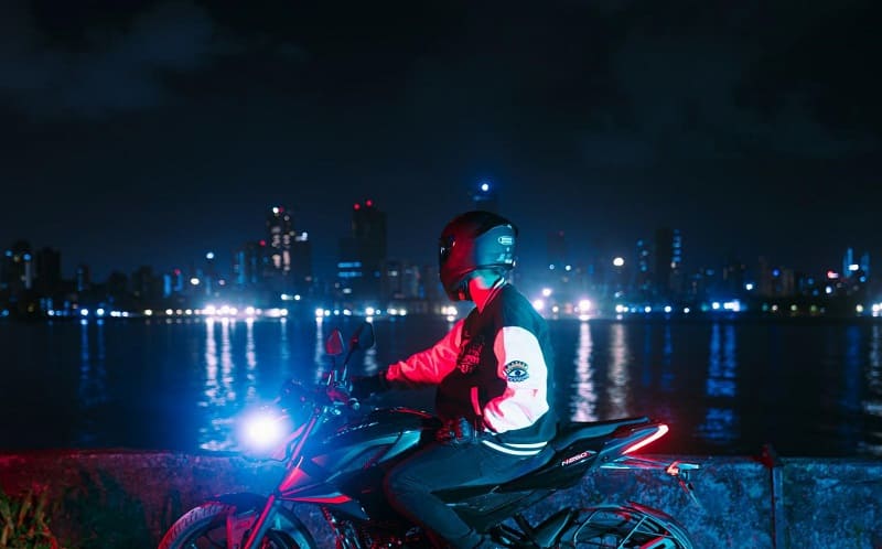 Bike Rider in Mumbai at night