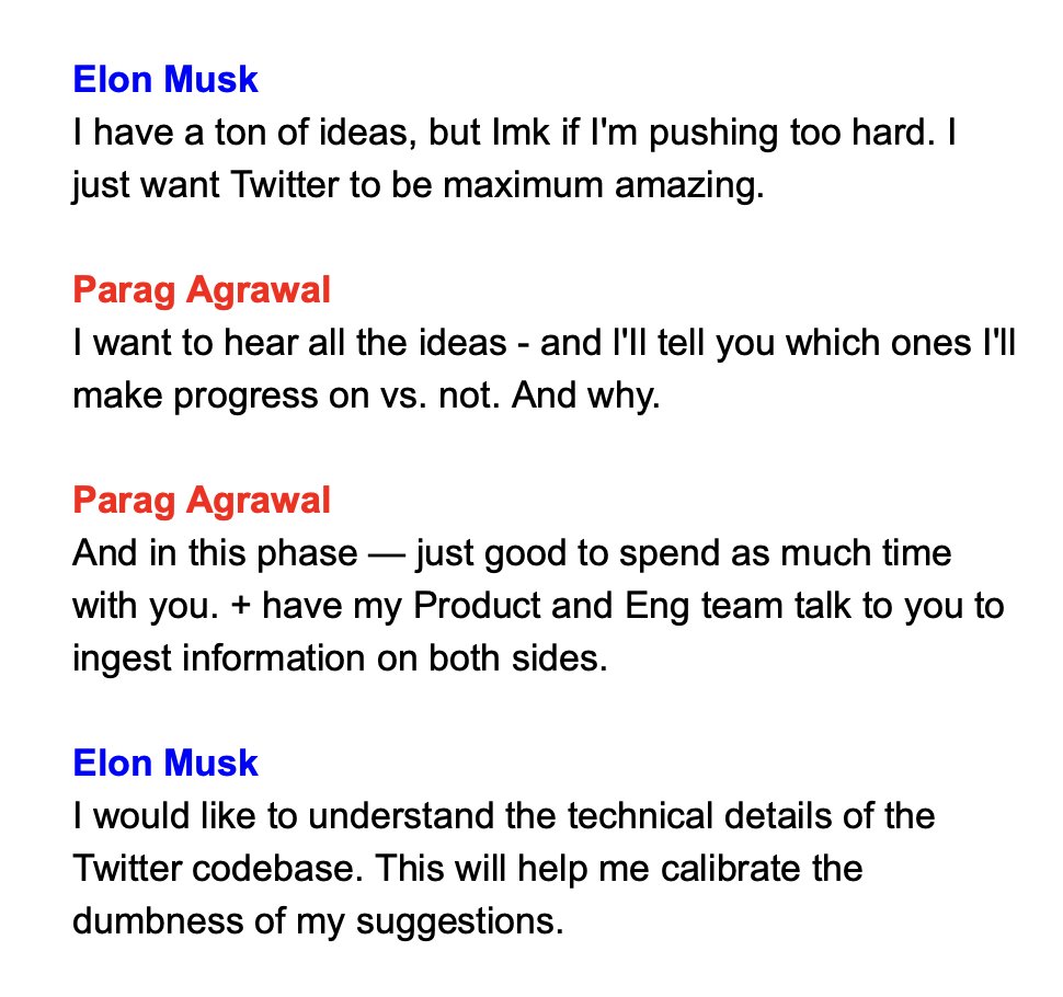 elon musk and parag agrawal leaked chats