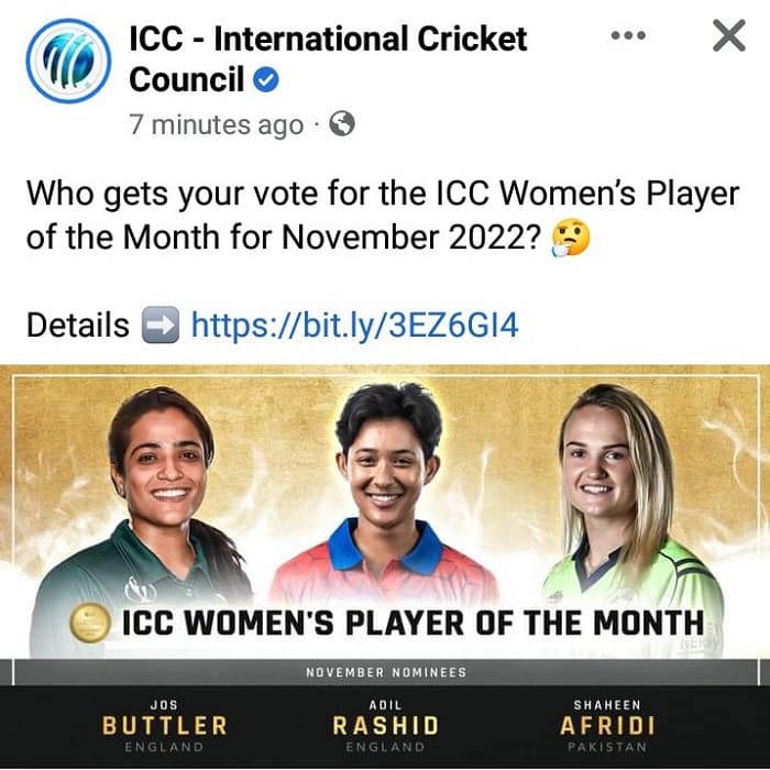 ICC Women’s Cricketer Of Month