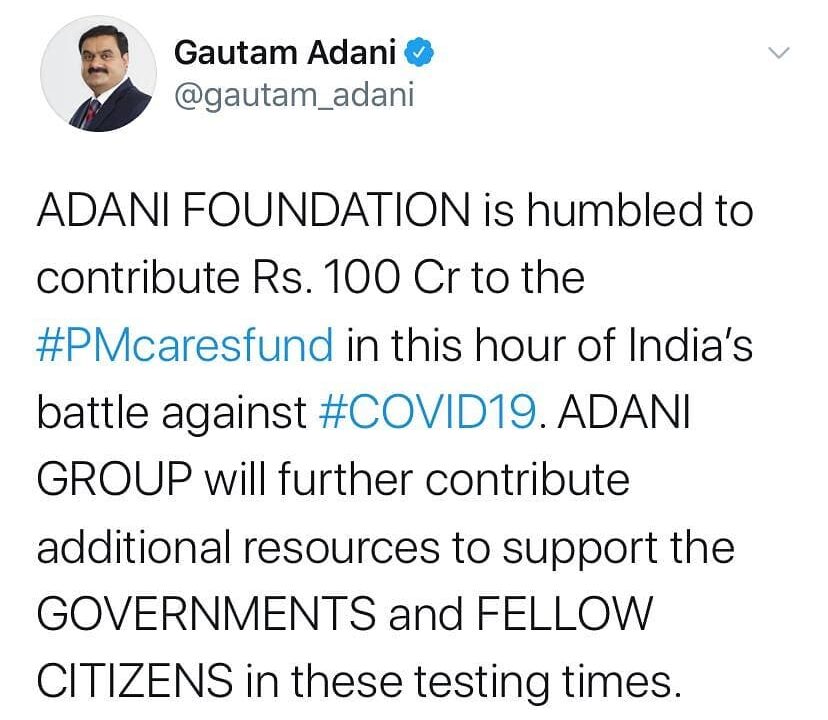 adani relief fund