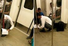 boy clean floor Delhi Metro