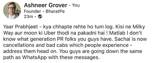 Ashneer on Uber
