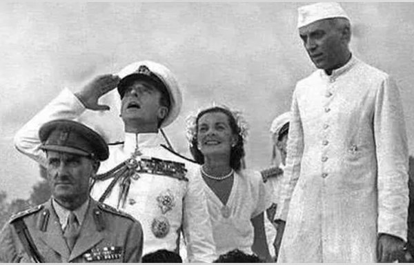 On India’s first independence day on August 15, 1947, Nehru with the Mountbattens
