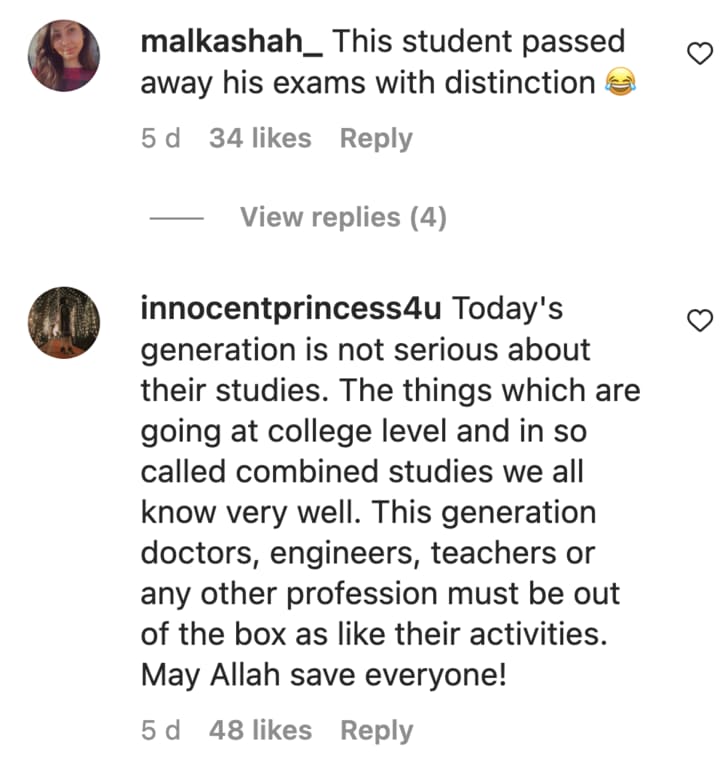 Student writes Ali zafar jhoom in exam
