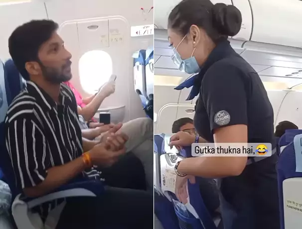 passenger asks flight attendant to open window to spit out gutka