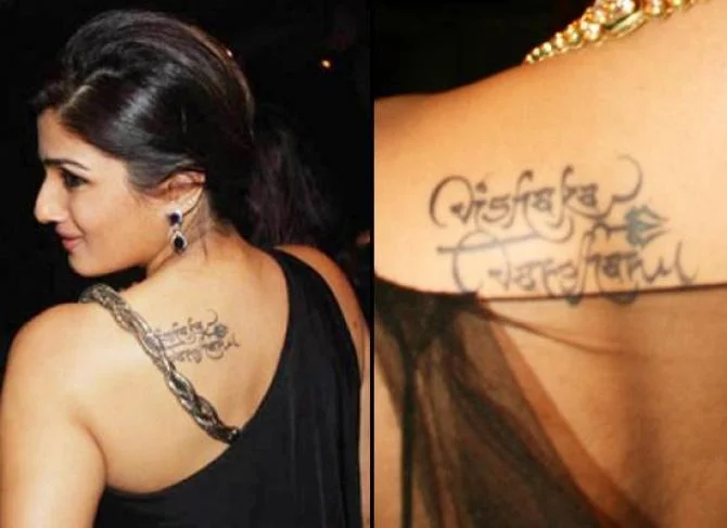 Raveena-Tandons-shoulder-tattoo