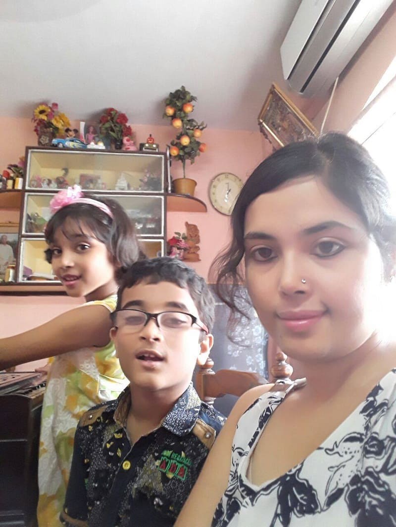 Sagarika Chakraborty with children in india