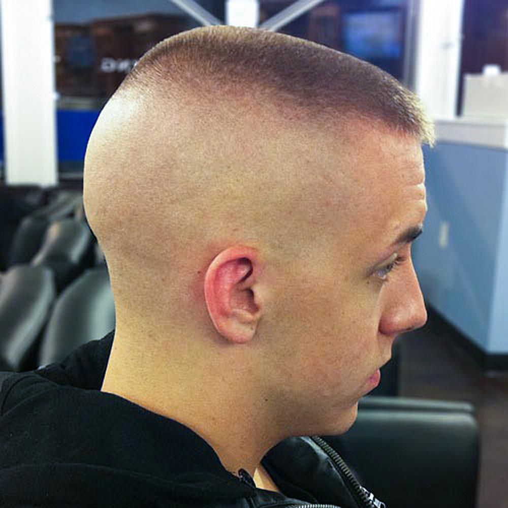 Bald fade military haircut