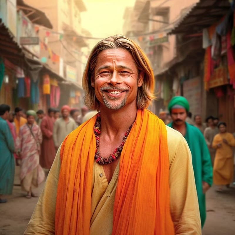 Brad Pitt as Indian Monk AI Pic