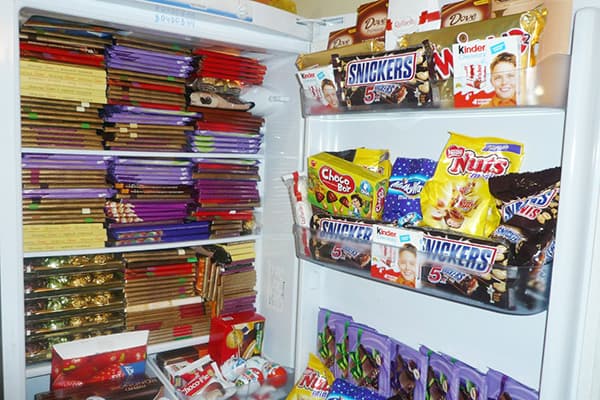 Chocolate in refrigerator