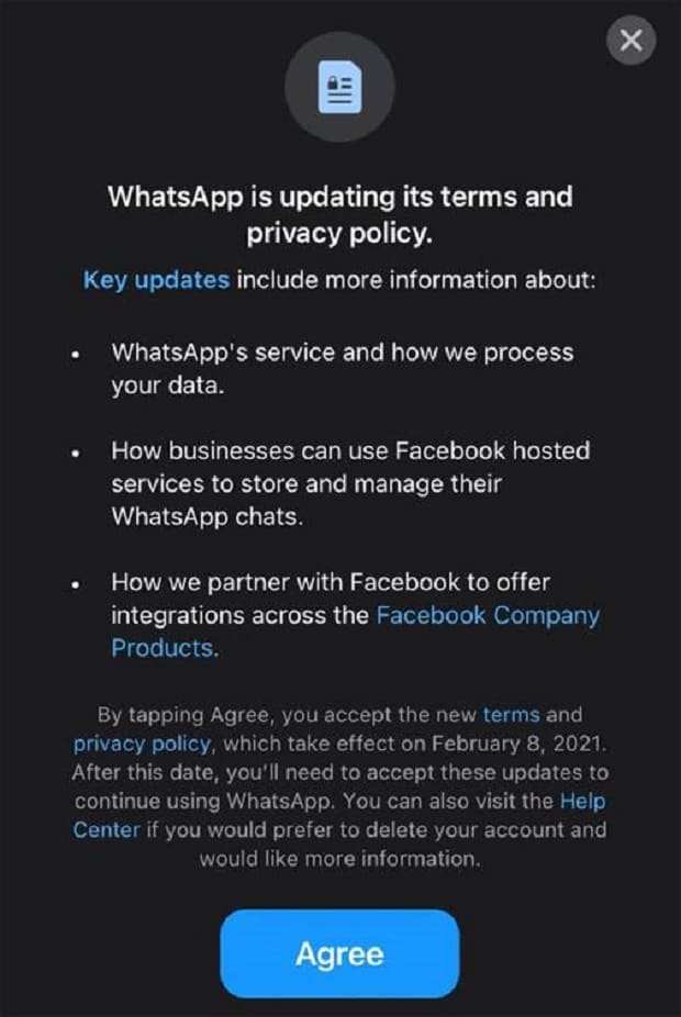 WhatsApp's Terms of Services