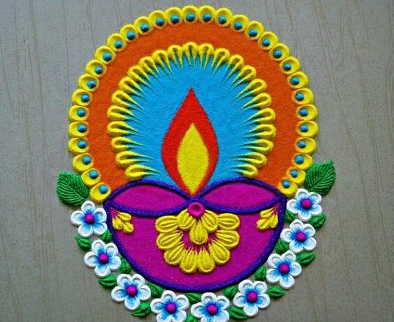 diya rangoli designs easy