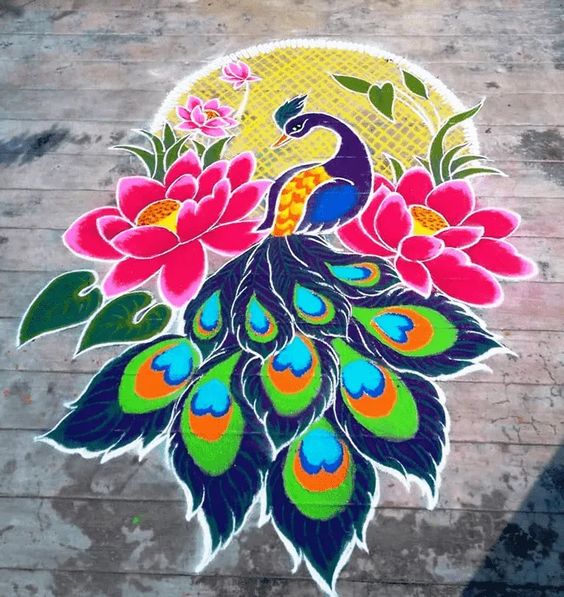 peacock rangoli design