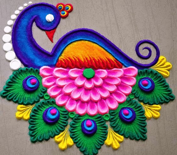 peacock small rangoli design