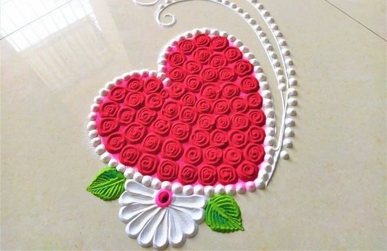 valentine's day rangoli design