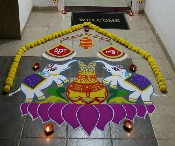 welcome rangoli design