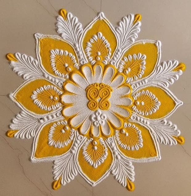 yellow rangoli design