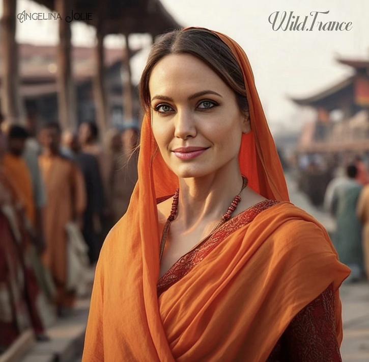 Angelina Jolie As Indian Monks AI Photo