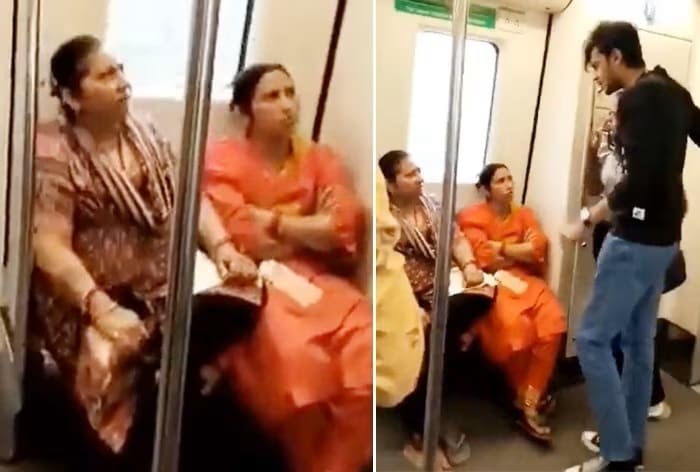 Couple Fight with aunty delhi metro