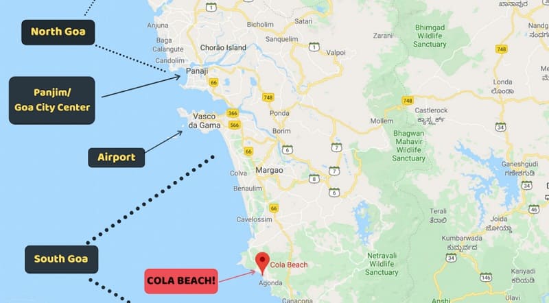 How to reach Cola beach