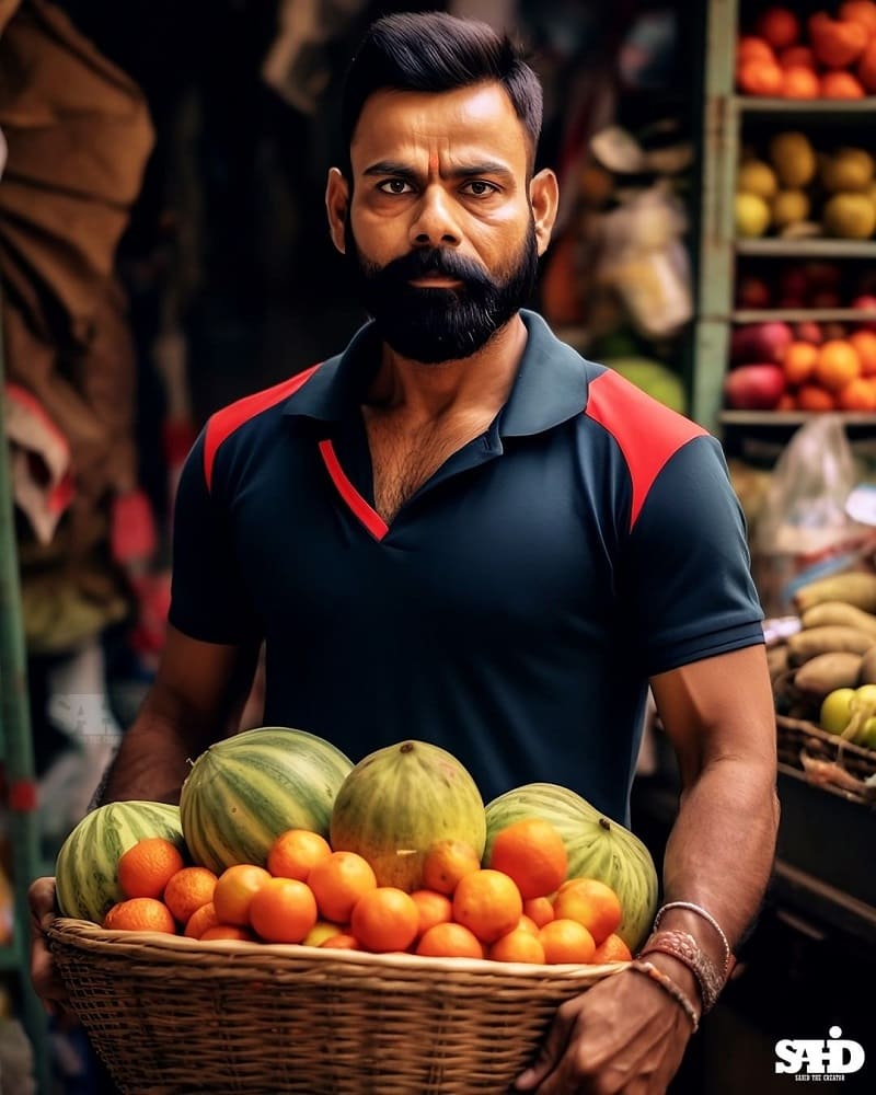 Virat Kohli as Fruit Vendor
