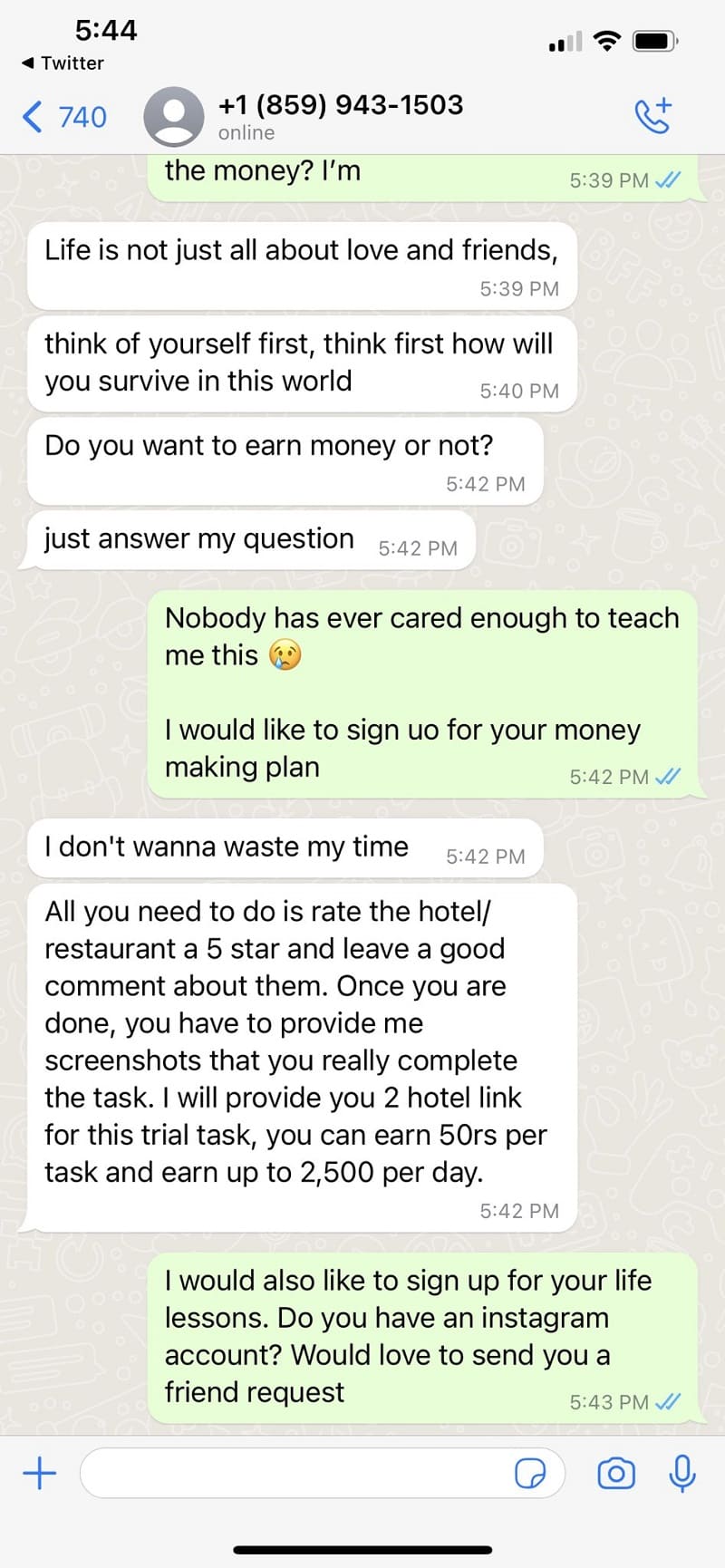 WhatsApp scammer teaches life lesson