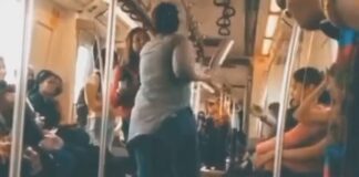 Woman fight in Delhi metro