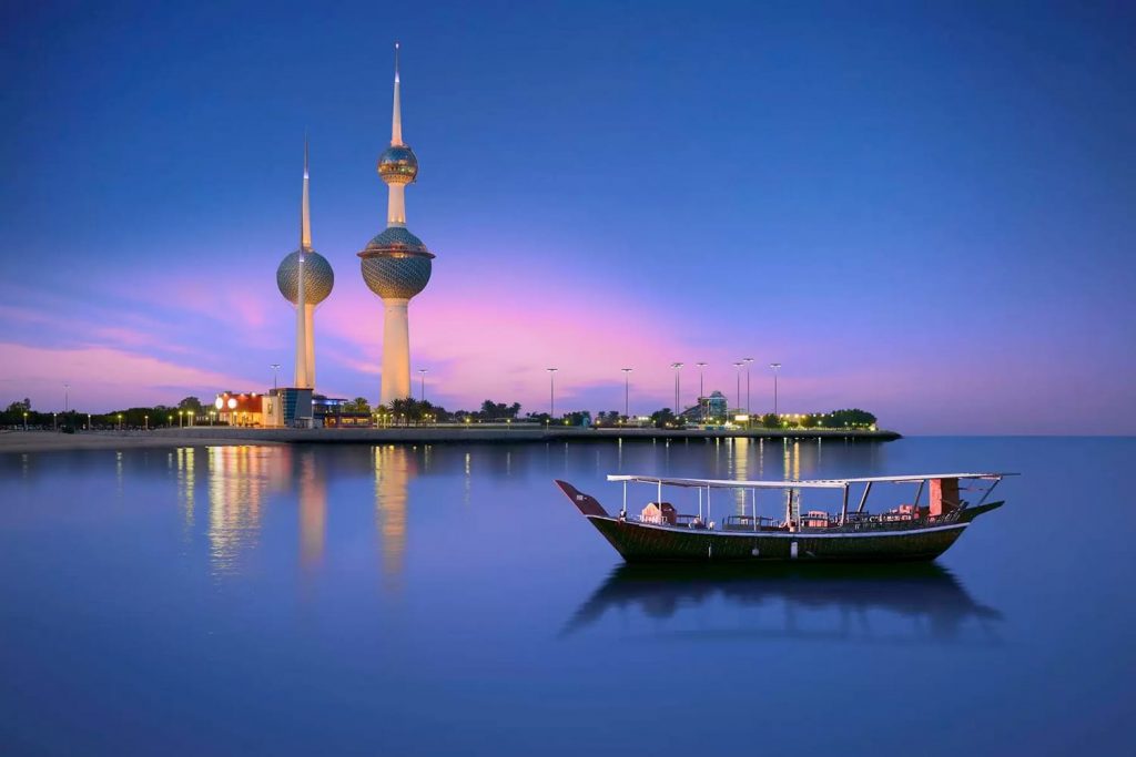 boat-sunset-towers-kuwait